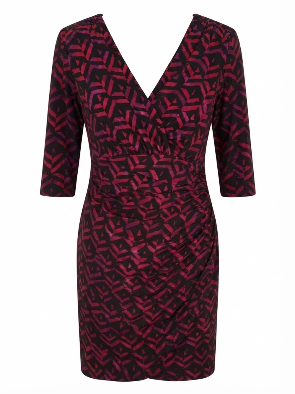 LAUREN Ralph Lauren Geometric Print Faux Wrap Sheath Dress Size 18